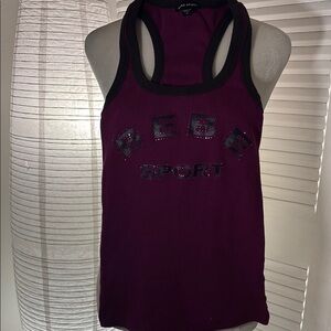 bebe Purple Sleeveless Tank Top Racerback